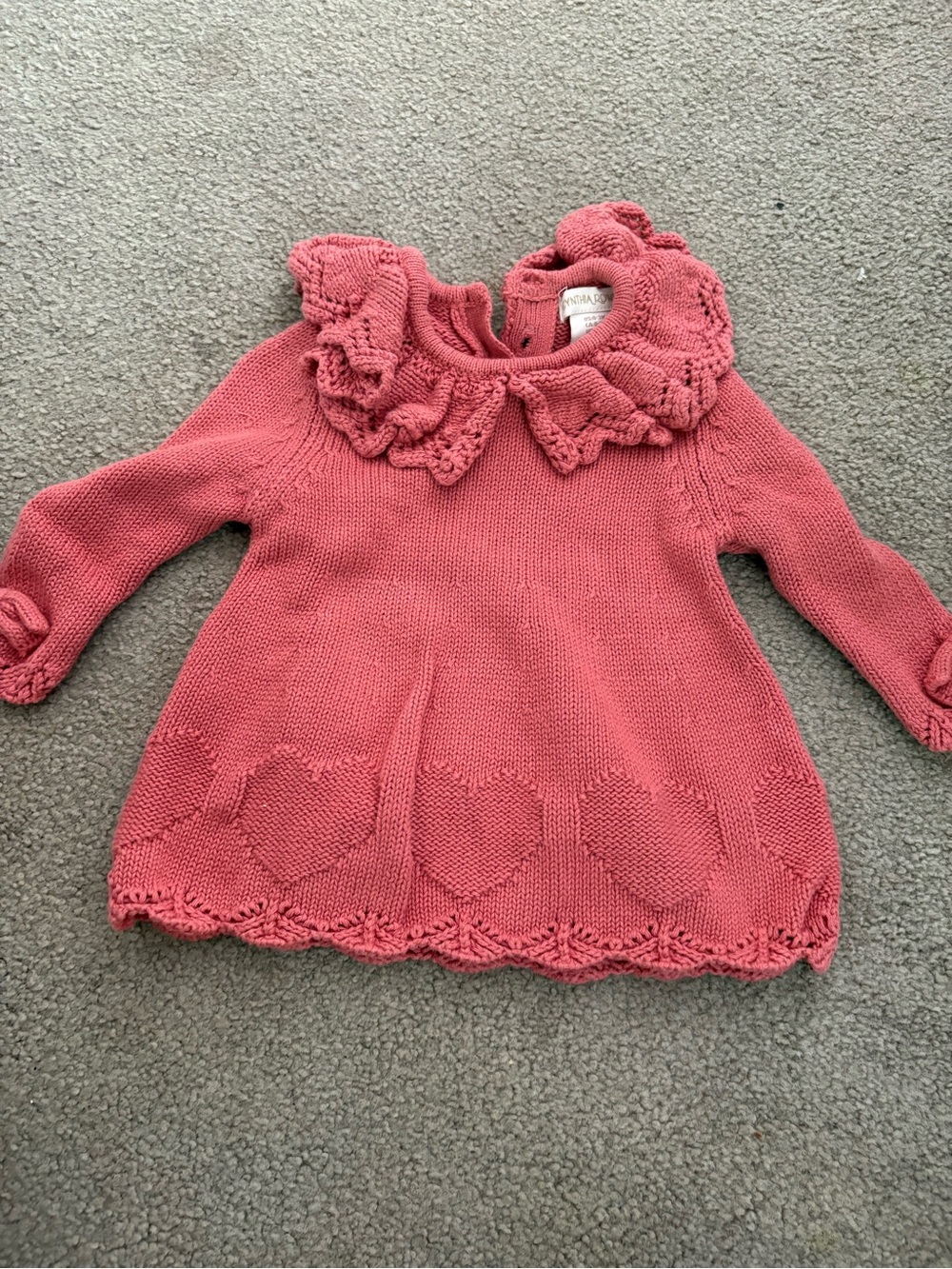 Cynthia Rowley Coral Pink Ruffle Collar Knit Sweater